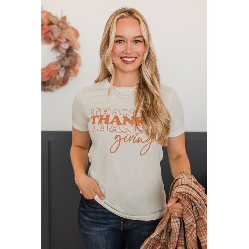 "Thanksgiving" Graphic Tee- Cream