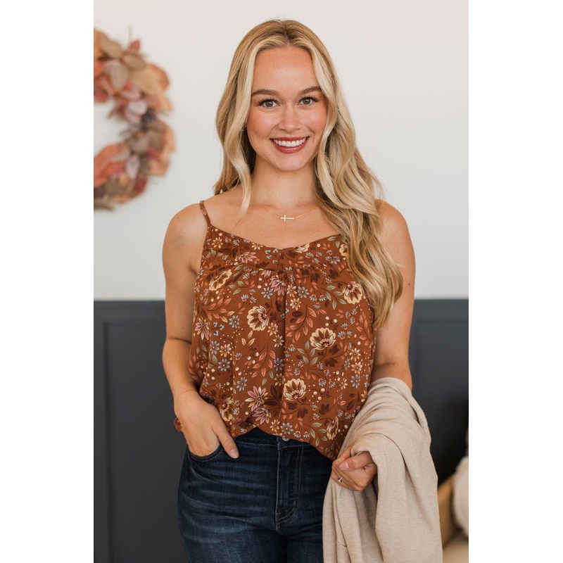 Lost In The Flowers Tank Top- Milk Chocolate