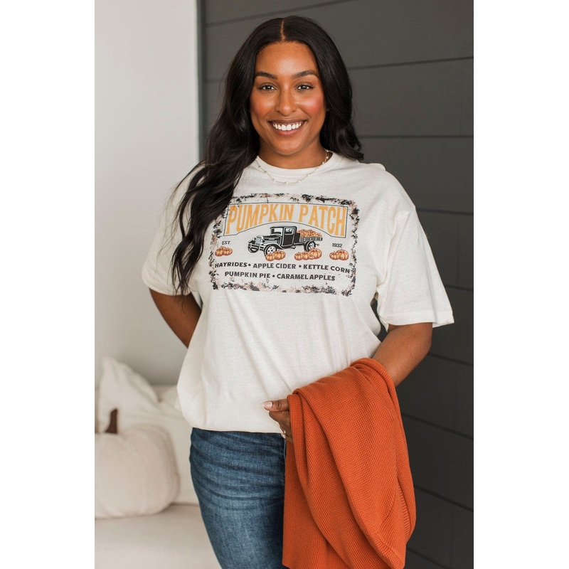 "Pumpkin Patch" Graphic Tee- Cream