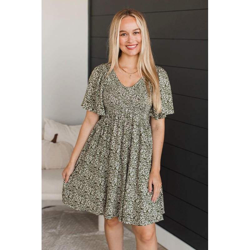 Back To Your Roots Floral Dress- Ivory & Olive
