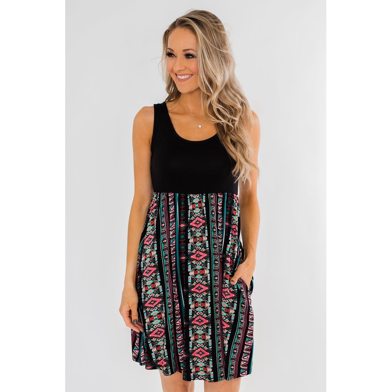 More Of You Aztec Dress- Black