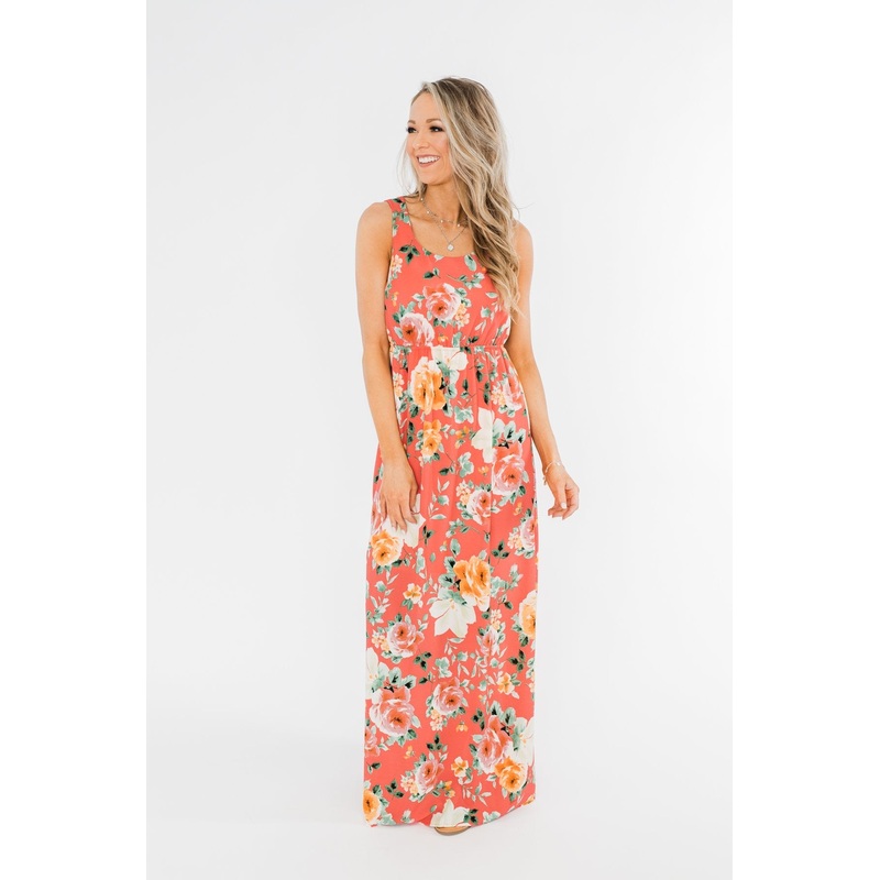 Floral Maxi Dress- Coral
