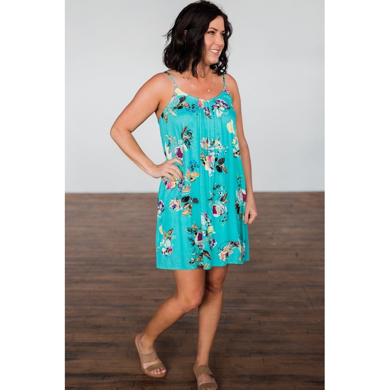 Never Had A Doubt Floral Dress- Turquoise