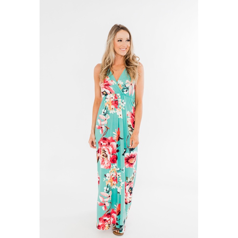 Miracle Of You Floral Maxi Dress- Mint