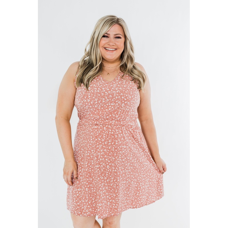 Whatever It Takes V-Neck Floral Dress- Mauve