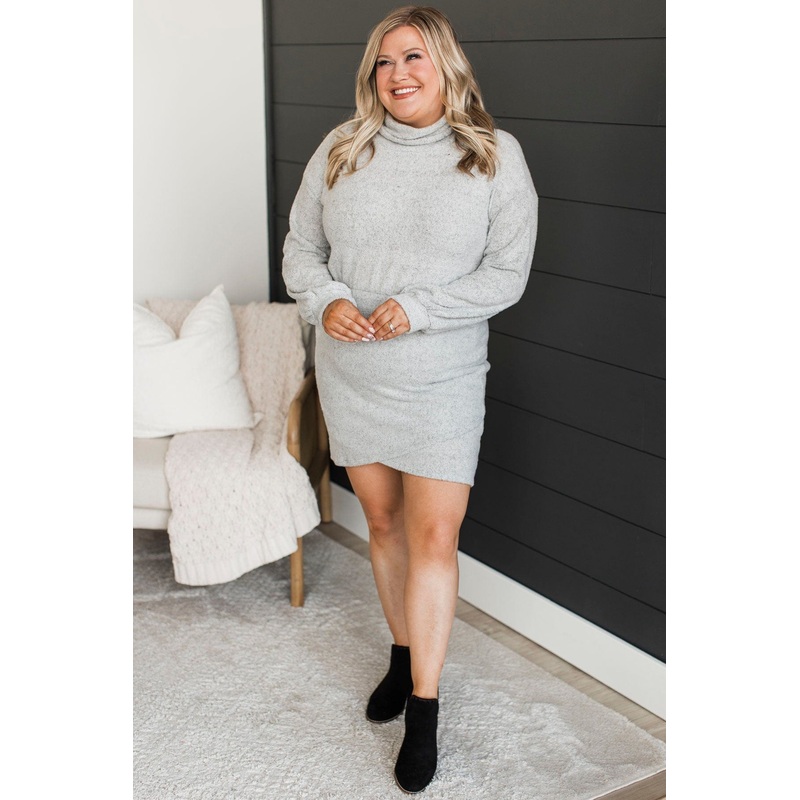 Sing Me A Song Long Sleeve Dress- Heather Grey