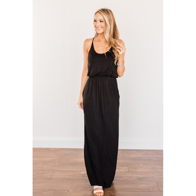 Everlasting Elegance Maxi Dress- Black