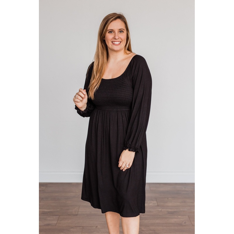 Lost In Memories Long Sleeve Dress- Black