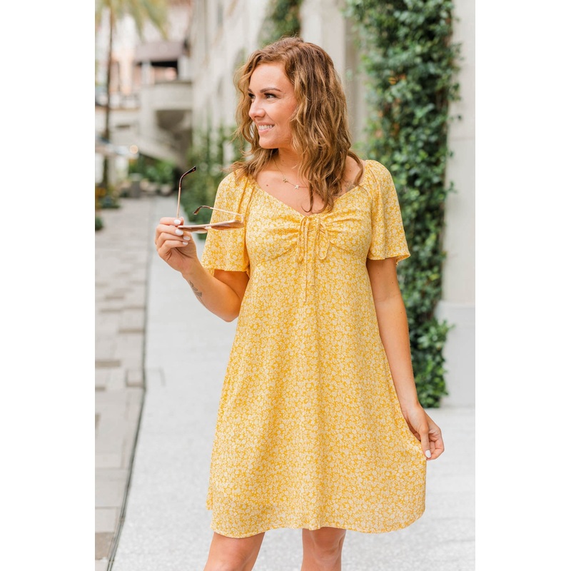 Dashing Through The Daisies Floral Dress- Yellow