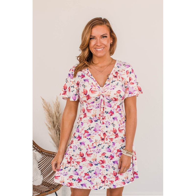 A Fresh Start Floral Dress- Ivory