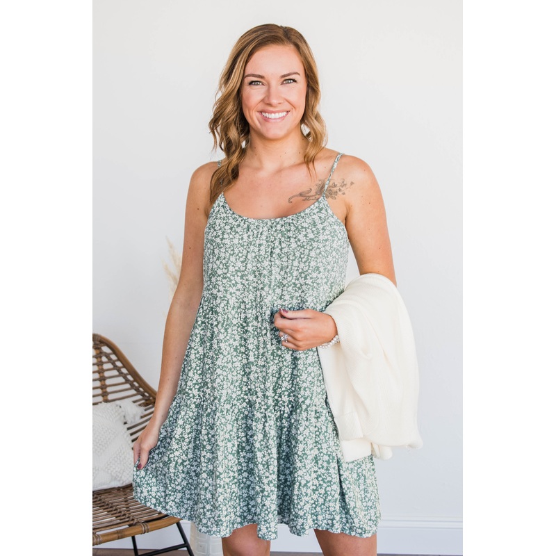 Any Moment Now Mini Dress- Sage