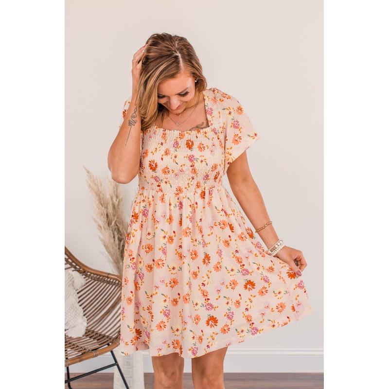 Daisy Days Swiss Dot Dress- Cream