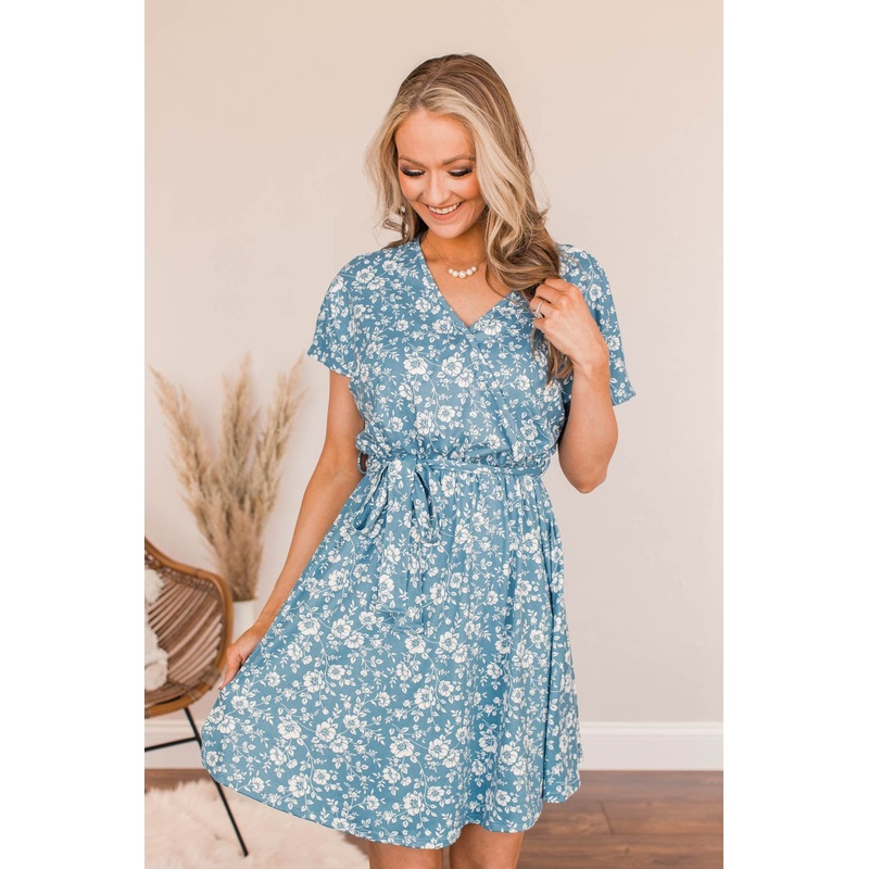Oh So Sweet Mini Dress- Light Navy
