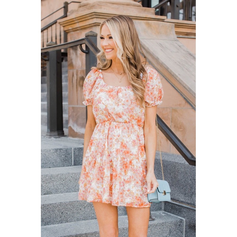 Perfect Pose Floral Dress- Orange