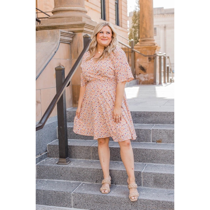 Spring Celebration Floral Dress- Peach