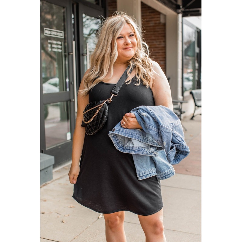 Here To Have Fun Tank Mini Dress- Black