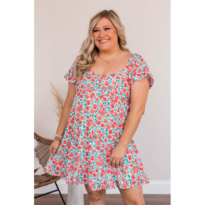 Sway With The Wind Mini Dress- Coral