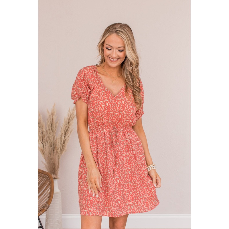Good To Be Me Floral Mini Dress- Red