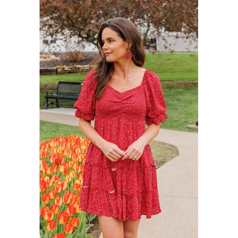 Independently Me Floral Dress- Red