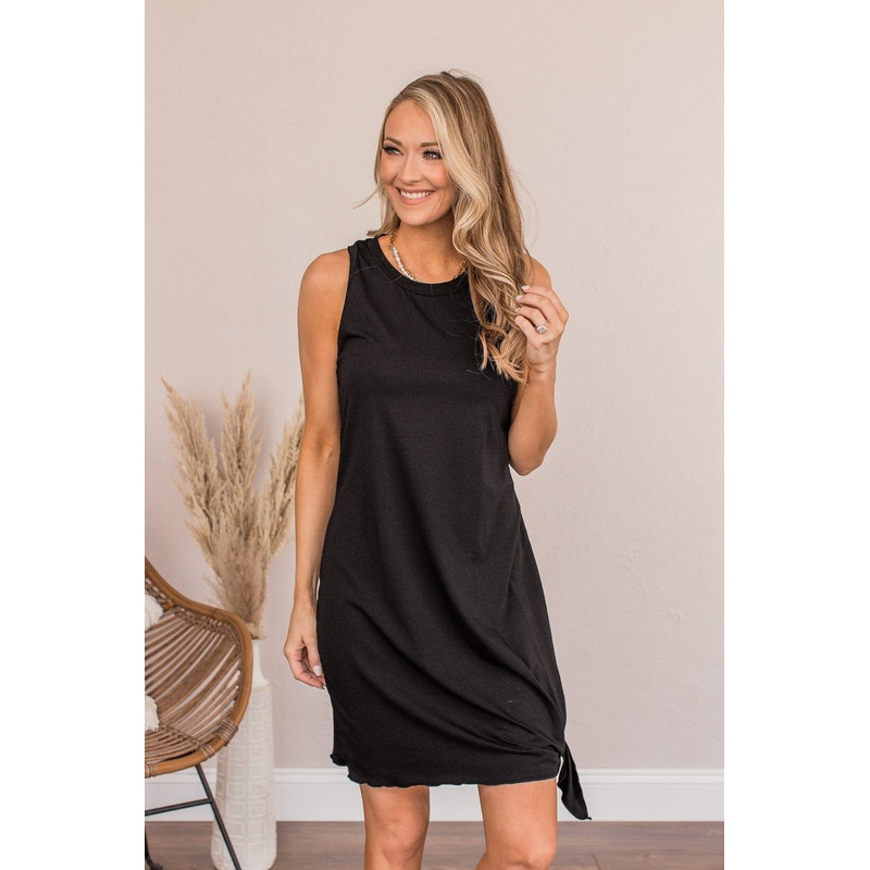 On The Next Level Knot Dress- Black