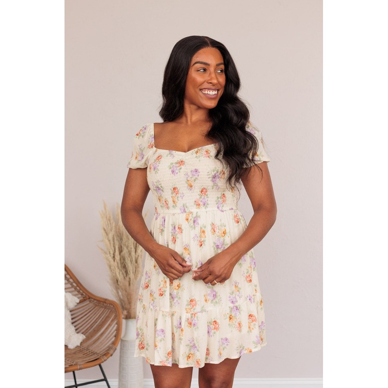 Get Some Sweet Loving Floral Dress- Natural