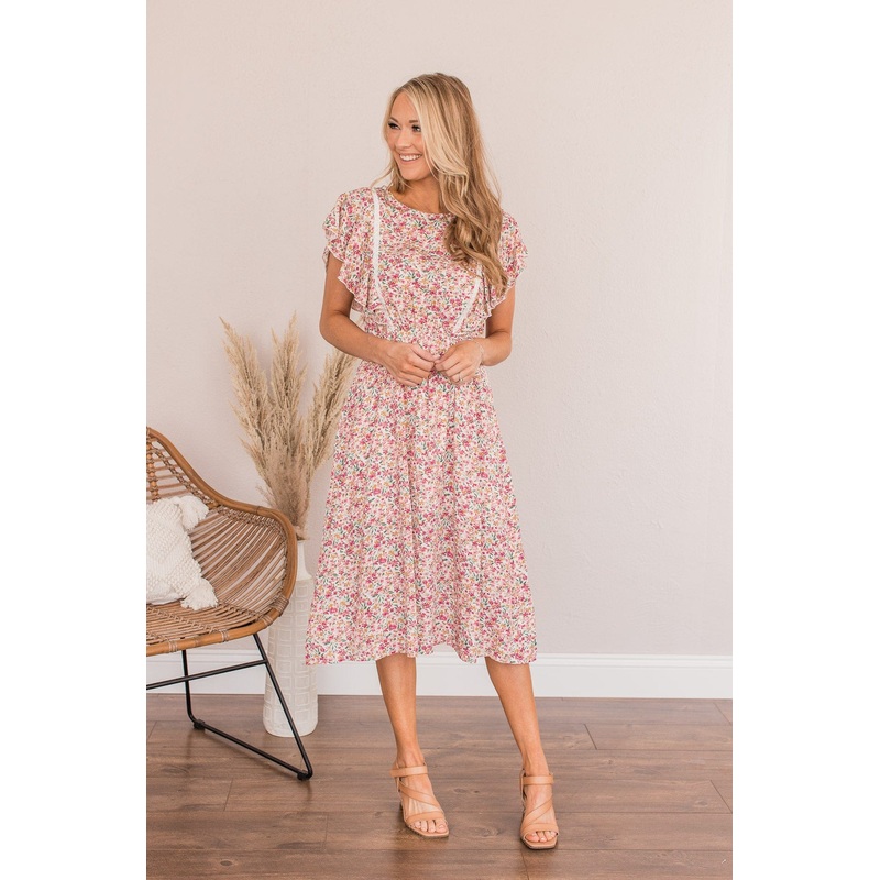 Prancing Prairies Floral Dress- Ivory