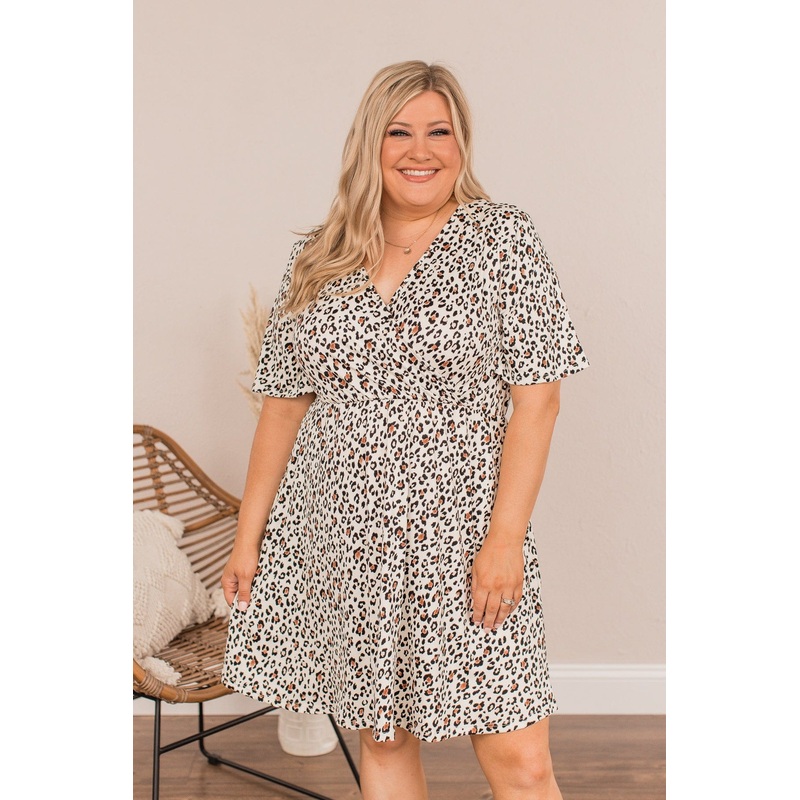 Standing My Ground Leopard Dress- Ivory