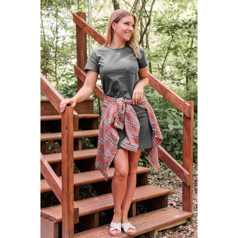 Thread & Supply Rise With The Sun T-Shirt Dress- Charcoal