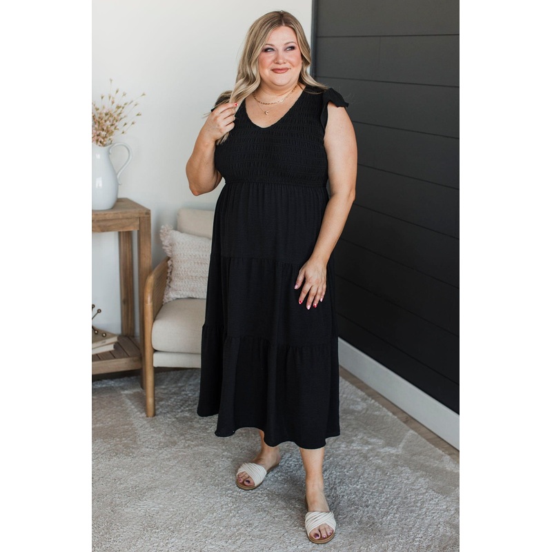 Unbelievably Blissful Midi Dress- Black