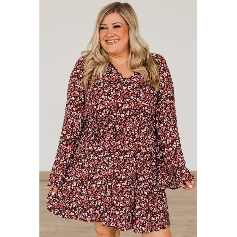 Live Your Dreams Floral Dress- Maroon