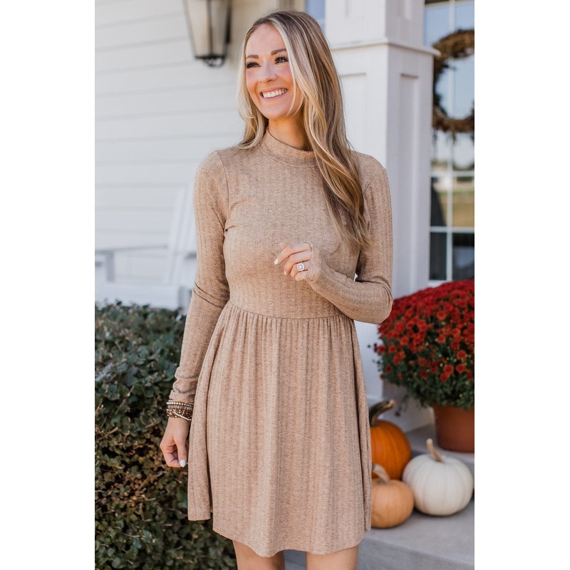 Growing Gratitude Knit Dress- Mocha