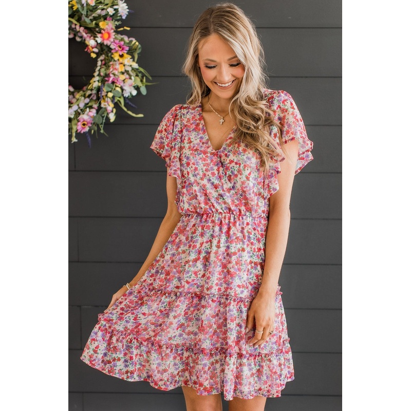 Holding Onto You Floral Dress- Pink & Purple