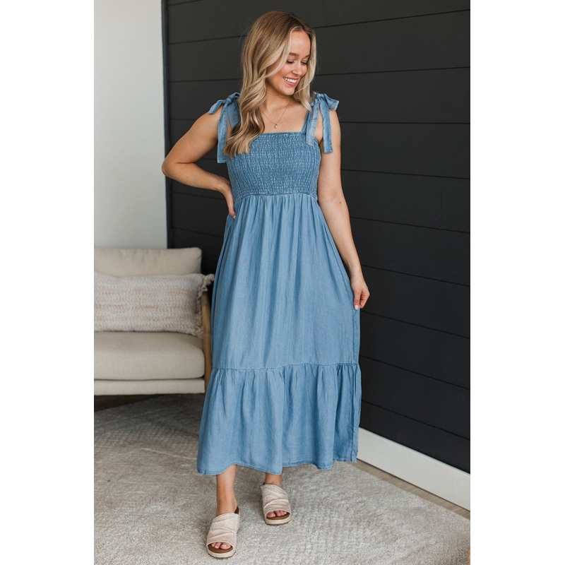 Keep Things Classy Midi Dress- Chambray