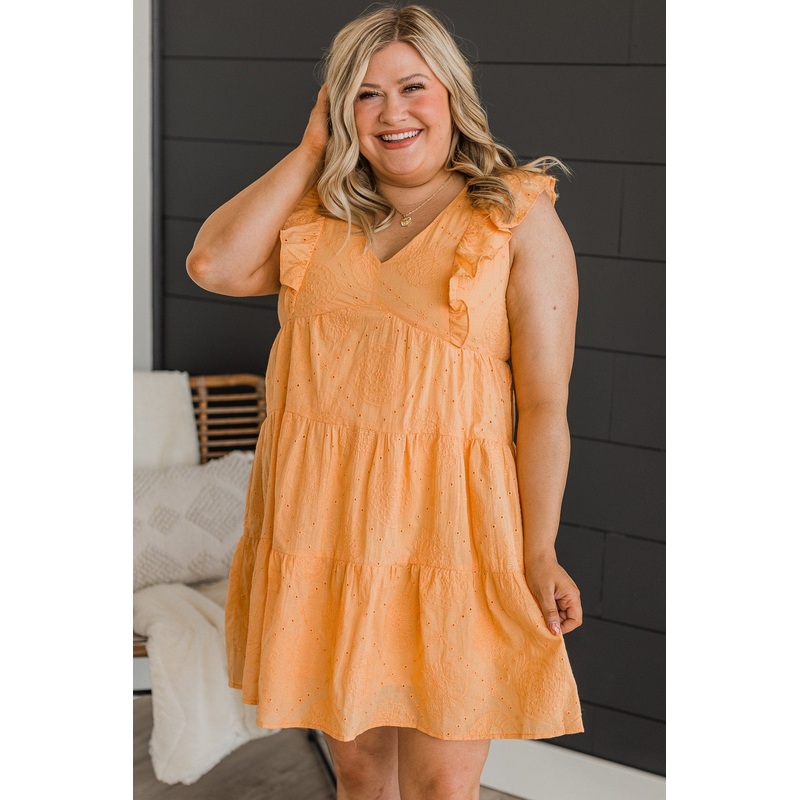 Greatest Feeling Tiered Dress- Sherbet