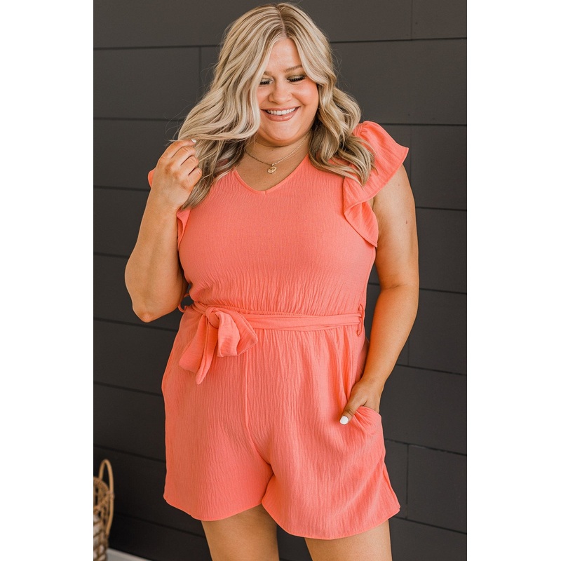 No Greater Feeling Knit Romper- Coral