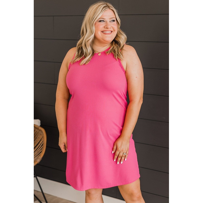 Sweeten The Day Knit Dress- Bright Pink