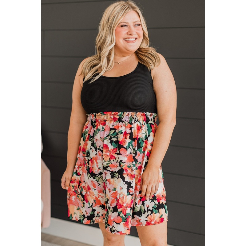 Abundant Beauty Floral Dress- Black