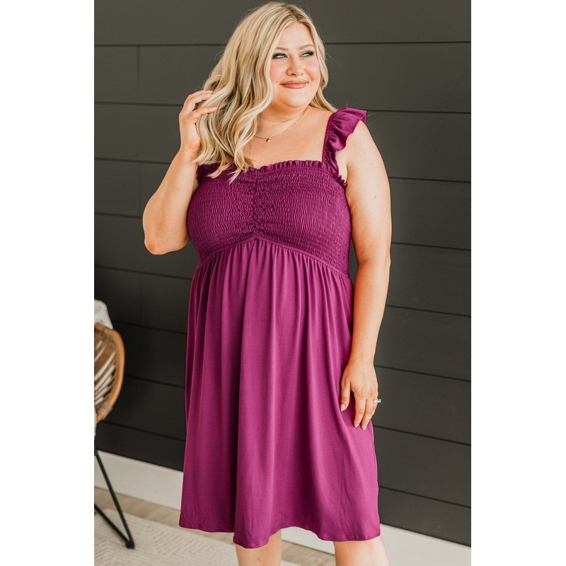 Best Night Ever Smocked Dress- Magenta
