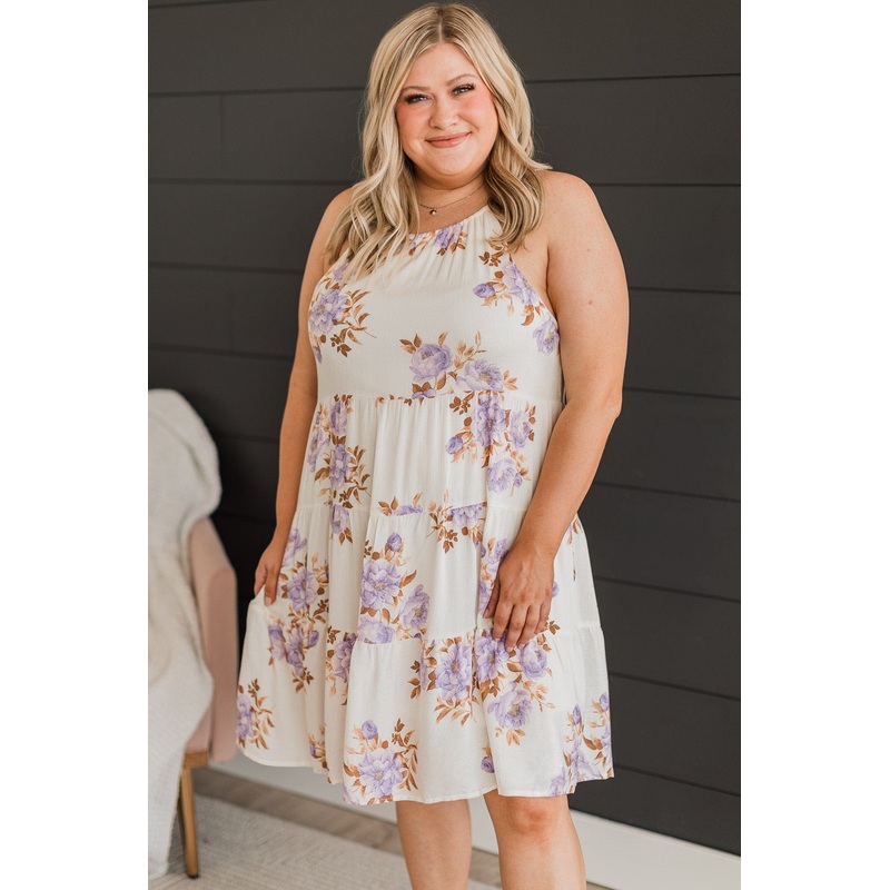 Wondrous Romance Floral Dress- Ivory
