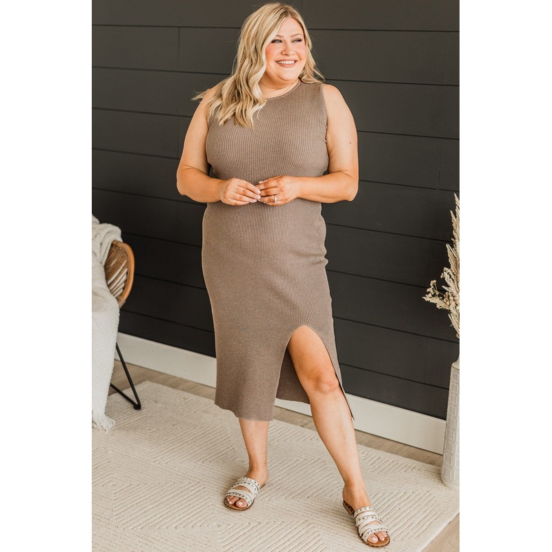 Something To Celebrate Midi Dress- Mocha