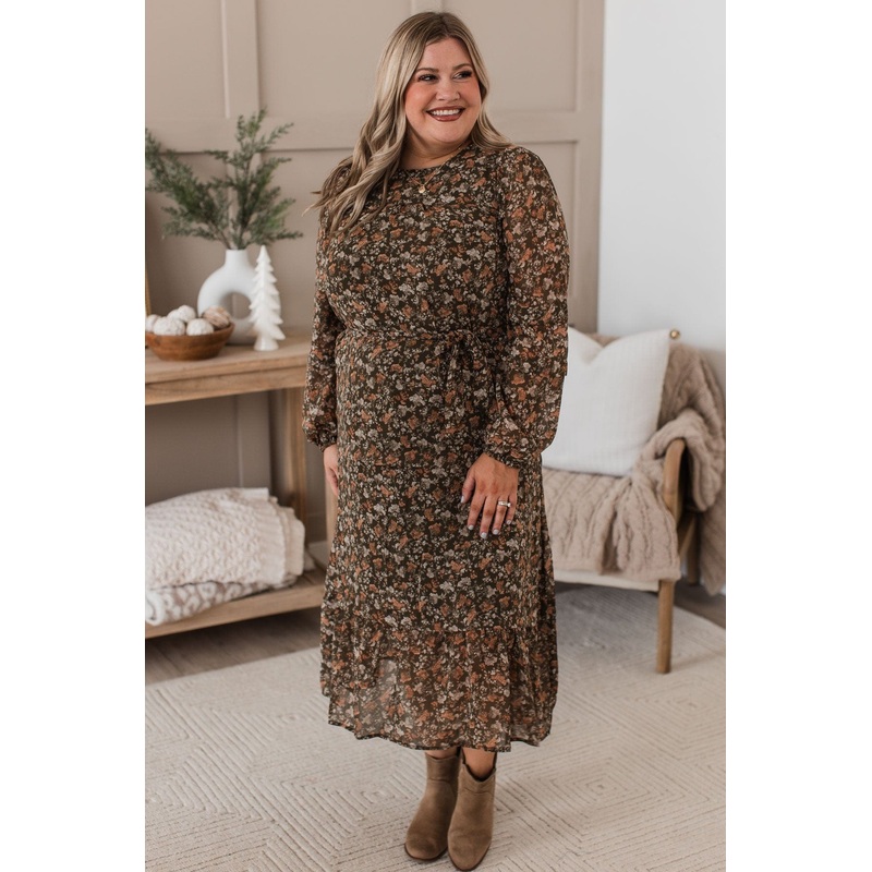 Perfect Prairies Floral Maxi Dress- Olive