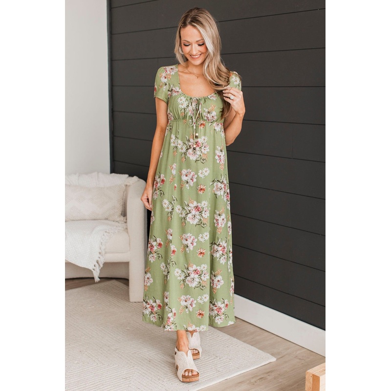 Always A Celebration Floral Midi Dress- Sage