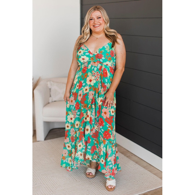 Hope Fills The Heart Floral Maxi Dress- Kelly Green