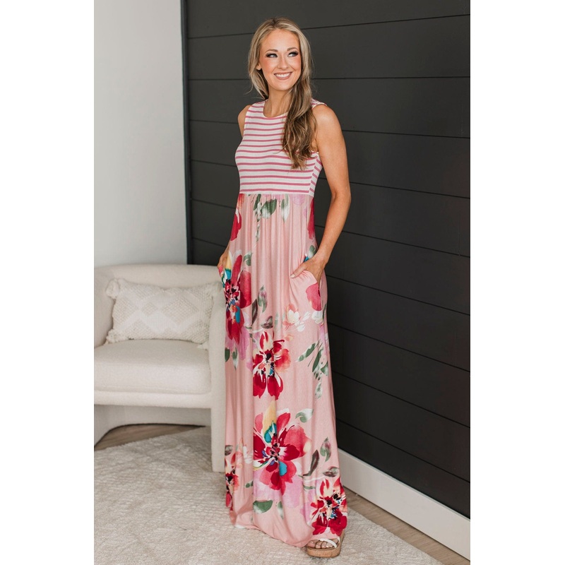 Broaden My Horizons Maxi Dress- Peach