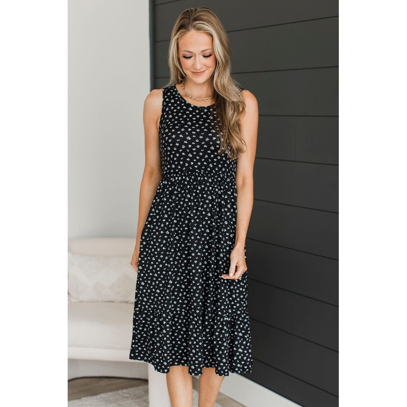 Focus On The Moment Floral Dress- Black