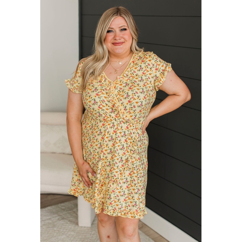 Taking The Leap Floral Dress- Yellow