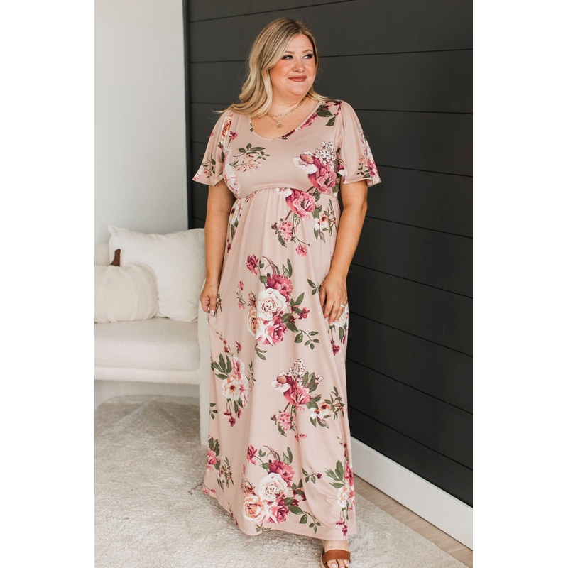 Major Moment Floral Maxi Dress- Dusty Pink