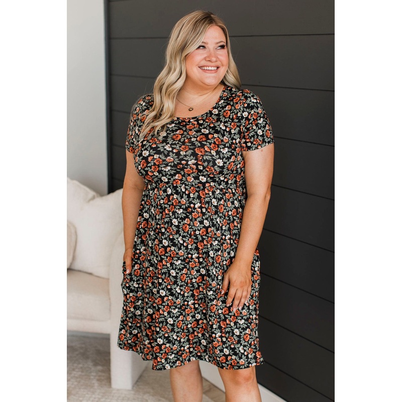 Simple Sentiments Floral Dress- Black