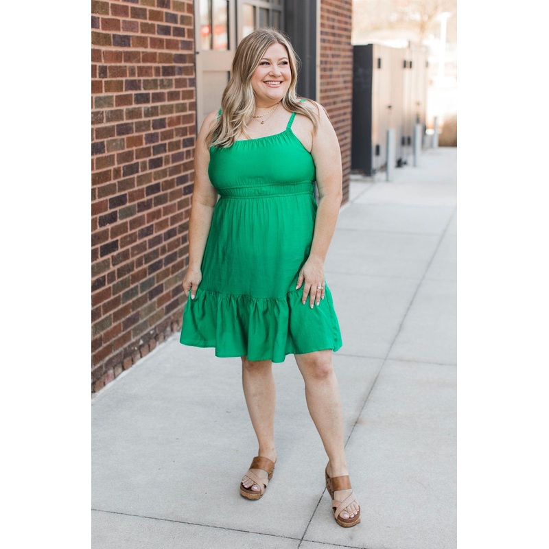 Whimsical Daydreams Mini Dress- Kelly Green