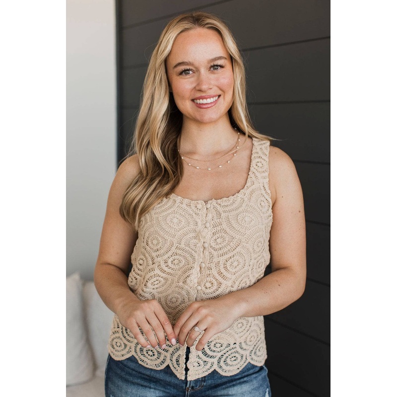 Engaging Company Crochet Knit Tank Top- Natural